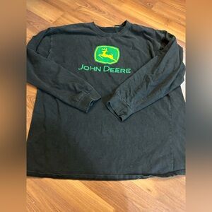 John Deere Black Tee with Green and Yellow Logo